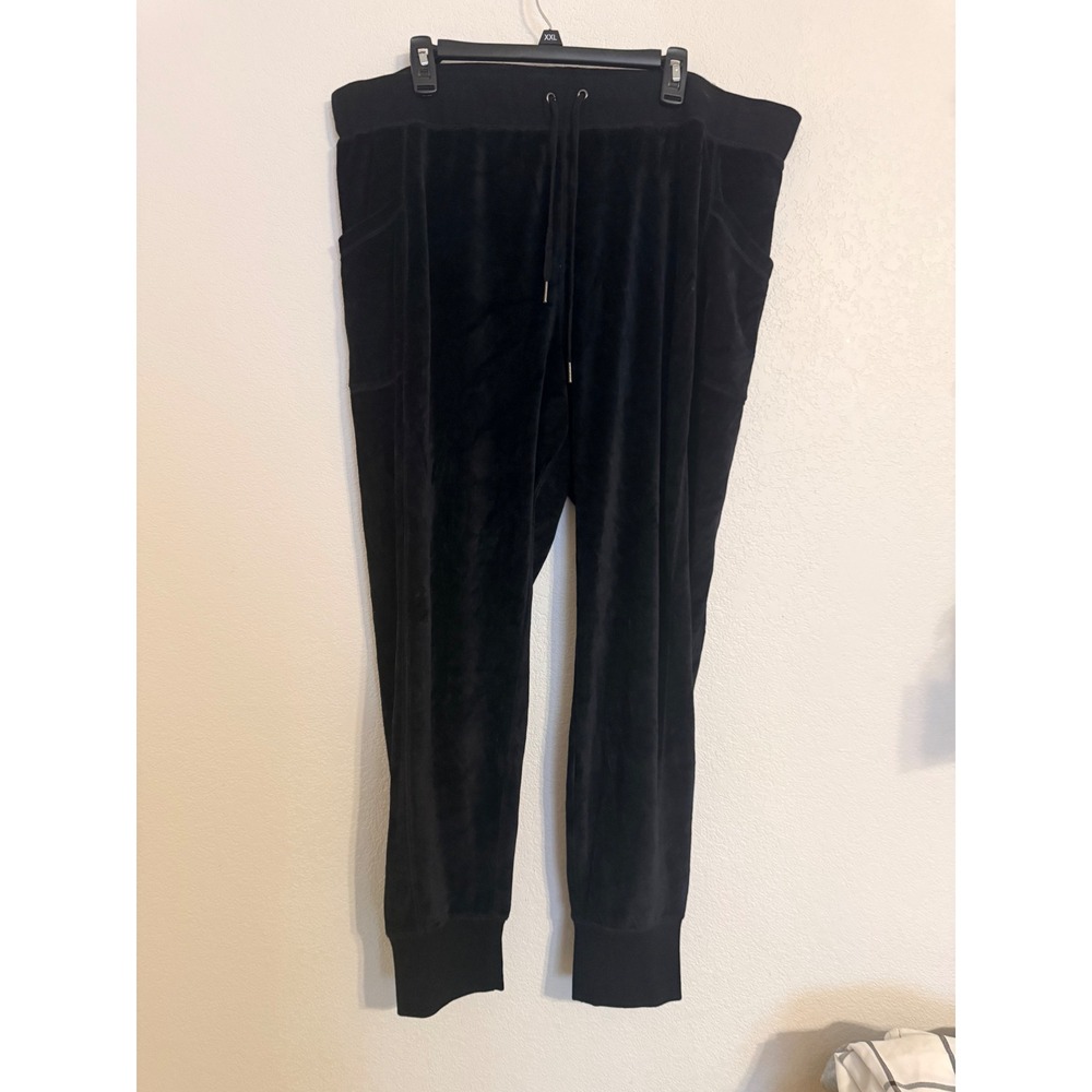 Zella Black Velour Jogger Pants Womens 2X Plus Size Athleisure Loungewear